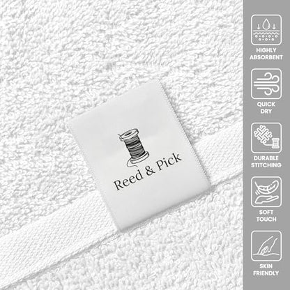 Reed&Pick 24 Pack White Hand Towels 100% Cotton Spa Towels 16x26 inches Highly Absorbable Facial, Gym, Hair and Face Towels in Bulk - color: White, size: 16x27 Pack of 24