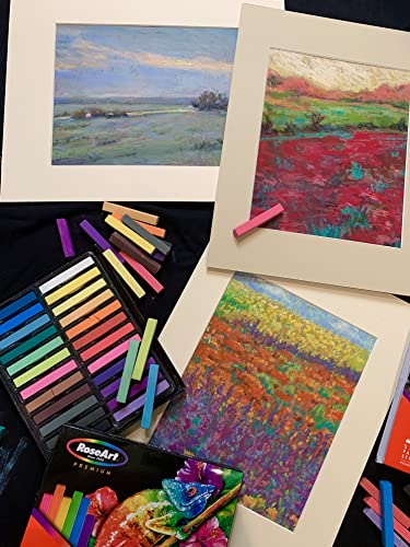RoseArt Premium 24ct Long Soft Pastel Stick Set for Professionals - Pigment Rich, Full Size Pastel Sticks Vivid Colors