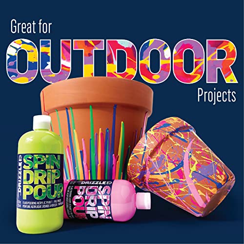 FolkArt Drizzle Pre-Mixed Acrylic Pouring Paint, Neon Pop 17.6 fl oz Premium High Gloss Finish Fluid Pouring Paint Perfect for Indoor & Outdoor Arts and Crafts Projects, 50385 - color: Neon Pop