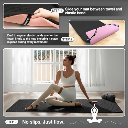 Hot Yoga Mat Towel, Non-Slip Grip Microfiber 28x72in - color: Black, size: 28 inch X 72 inch