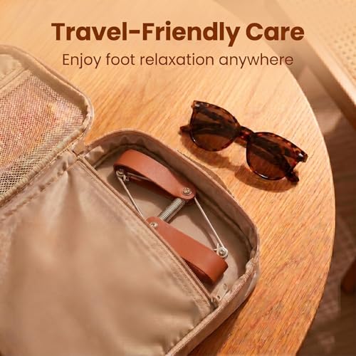 Pilates Toe Corrector with Yoga Ball, Premium Eco-Friendly Leather Toe Gizmo for Foot Pilates & Bunion Relief, Big Toe Alignment Stretcher Exercise Band for Women Men, Brown