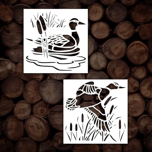 5.5 x 5.5 Duck Stencil - Flying Ducks Reusable Sturdy Stencil Sheet for Arts & Crafts, Scrapbooking, Airbrush Painting & Drawing (5.5 x 5.5, A)