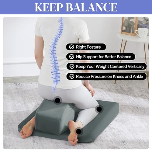 HOMBYS Adjustable Meditation Cushion Set, Thickened Foam Yoga Pillow for Floor Sitting with Hip & Knee Support, Ergonomic Wedge Floor Cushion for Meditation & Mindfulness