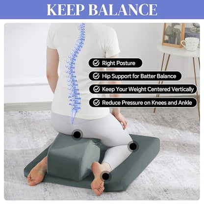 HOMBYS Adjustable Meditation Cushion Set, Thickened Foam Yoga Pillow for Floor Sitting with Hip & Knee Support, Ergonomic Wedge Floor Cushion for Meditation & Mindfulness