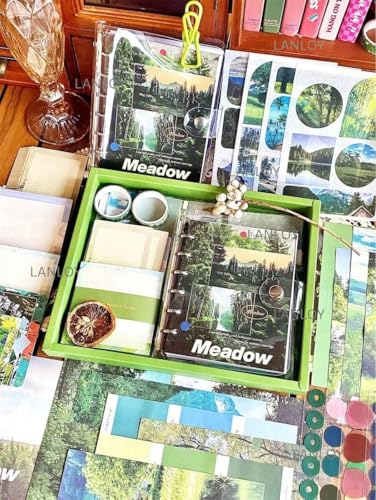 ATIRAMANIYA 346pcs Journal Supplies Kit Vintage Scrapbook Stickers Art Journaling Bullet Junk Journal Planners DIY Decoration Paper Stickers Craft Kits Notebook Collage Album (Meadow) - color: Meadow