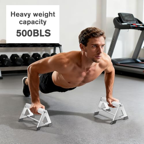Push Up Stand, Pushup Handles for Strength Training, Heavy-duty Stainless Steel Push Up Bars Gym Exercise Equipment, Hold Up to 500lbs, 1 Pair - color: Aluminum handle Silver