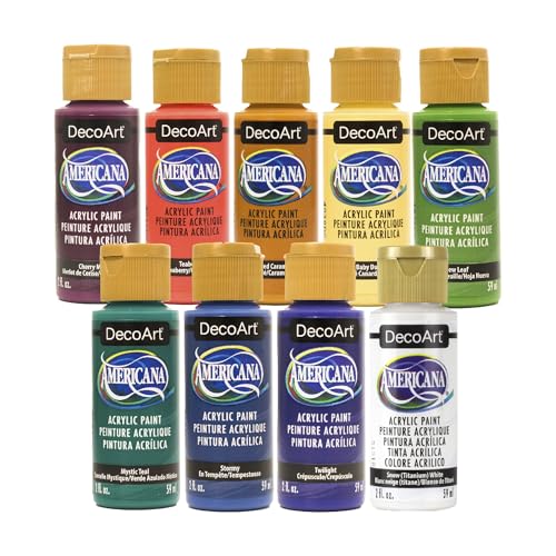 DecoArt Americana Acrylic Paint Set – 2024 Updated Colors, 9 Bottles (2 fl oz) – Art and Craft Acrylic Paints for Canvas, Wood, and More - color: Multi - 2024 Colors, size: 2 Fl Oz (Pack of 9)