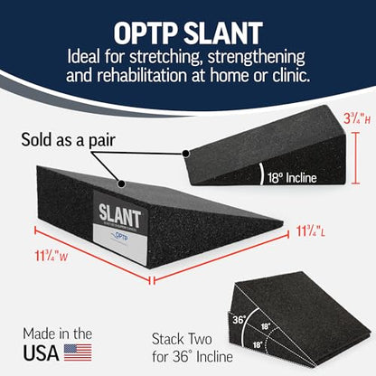 OPTP Slant (Pair) – Foam Wedge Set, Lightweight, 18 Degree Incline, Black