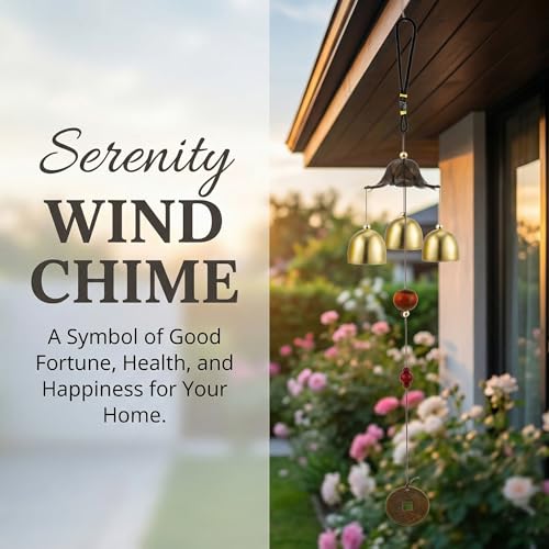 Feng Shui Wind Chimes for Good Luck Small Tibetan Brass Bells Windchimes Hanging Decor for Home Garden Outdoor Zen Campana de Viento Boho Asian Charms for Inside Outside Windstorm
