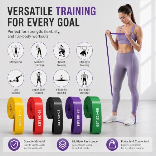 Resistance Bands ，Pull Up Assist Bands-Workout Bands, Exercise Workout Bands for Men & Women, Long Resistance Bands Set for Body Stretching, Physical Therapy and Muscle Training