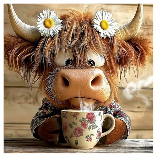 Highland Cow Diamond Art Kits for Adults, Diamond Painting Kits 14x14 Inch | Diamond Painting Kits for Adults Beginners, Gem Art, 5D Full Drill, DIY Arts and Crafts for Gift Home or Decor - color: Style 65