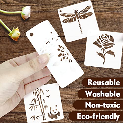 50 PCS Flower Painting Stencils Reusable Flower Stencils for Painting on Wood Rocks Canvas Fabric Glass Pottery 4x4 Inch - color: Flower Plant