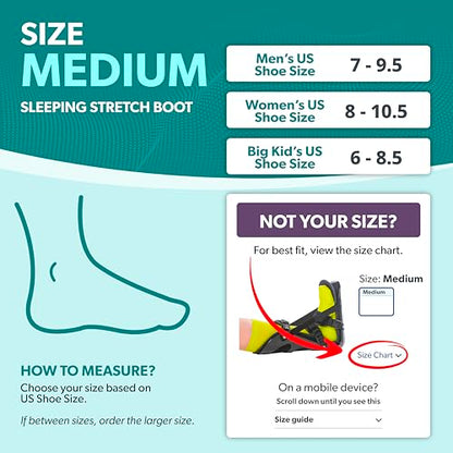 BraceAbility Sleeping Stretch Boot - Plantar Fasciitis Night Foot Splint Adjustable Achilles Tendonitis Brace for Fascia, Tendon and Calf Stretching, Heel and Bone Spur, Arch Pain Treatment (Medium) - size: Medium