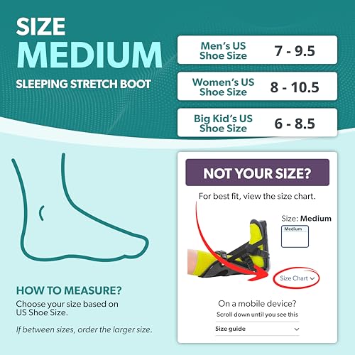 BraceAbility Sleeping Stretch Boot - Plantar Fasciitis Night Foot Splint Adjustable Achilles Tendonitis Brace for Fascia, Tendon and Calf Stretching, Heel and Bone Spur, Arch Pain Treatment (Medium) - size: Medium