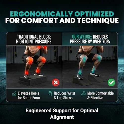 2 Pack Squat Wedge Block for Heel Elevated Squat Weightlifting Calf Stretcher Slant Board for Mobility Balance and Strength Performance