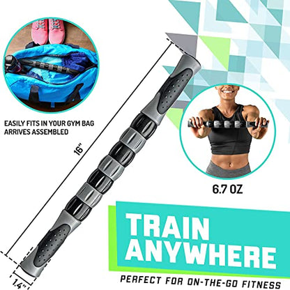 Elite Massage Roller Stick Targets Sore, Tight Leg Muscles to Prevent Cramps and Release Tension. It's Sturdy, Lightweight, Smooth Rolling and Thankfully This Lifesaver has Comfortable Handles.Silver - color: Silver