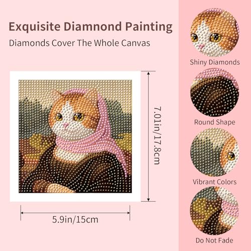 FlyingMage 5D Diamond Art Painting Kits for Adults, 4 Pack Cute Animal Full Drill Diamond Dots Paintings, DIY Diamond Crafts and Art Mosaic Kits, Kawaii Paint with Diamonds (Oil Painting Cats) - color: Oil Painting Cats