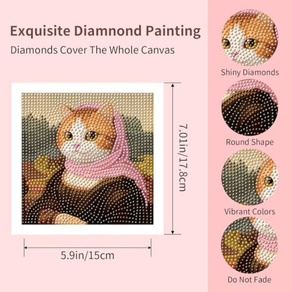 FlyingMage 5D Diamond Art Painting Kits for Adults, 4 Pack Cute Animal Full Drill Diamond Dots Paintings, DIY Diamond Crafts and Art Mosaic Kits, Kawaii Paint with Diamonds (Oil Painting Cats) - color: Oil Painting Cats