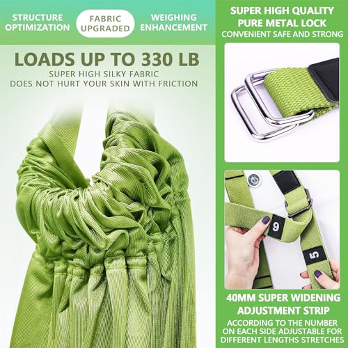 Leg Stretcher Strap Adjustable Fitness Strap Band for Waist Trainer Stretching Door Swing Flexibility Tensile Trainer with Carrying Pouch Back Bend Go Upside-Down for Yoga Practitioner Ballet Dancer Gymnastics Exercises - color: Green