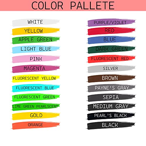 NO-NAME Brand. All-in-One Airbrush Paint Set - 24 Colors, Made In USA, Including Metallic and Neon - Opaque & Water-Based Acrylic Paint - Ideal for Plastic Models, Metal, and Ready To Spay - Perfect for Artists, Beginners, and Pro