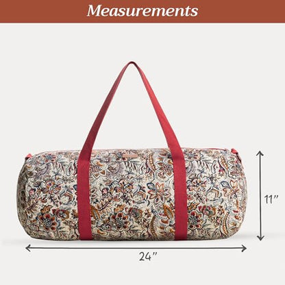 Maison d' Hermine Yoga Mat Duffle Bag Gym Tote Yoga Mat Carry Bag | Cylindrical bag for Woman Men Gifts Adjustable shoulder straps with Drawstring Water Bottle Pocket and zipper pocket - color: Jaipur, style: Yoga Mat Gym Bag