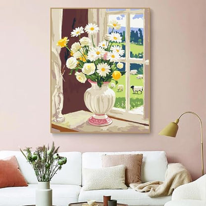 ZRIZQ Paint by Numbers Kit for Adults Beginners,Floral DIY Painting Set,Relaxing Creative Craft Activity,16x20 Inch-Flowers 6 - color: 16"X20"Rolled Canvas(Frameless)-Flowers 6