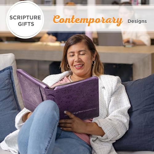 Christian Art Gifts Women's Fashion Bible Cover I Can Do All Things Philippians 4:13, Purple Floral Faux Leather (Large) - size: Large