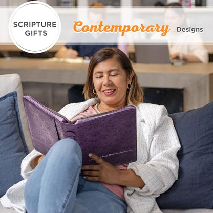 Christian Art Gifts Women's Fashion Bible Cover I Can Do All Things Philippians 4:13, Purple Floral Faux Leather (Large) - size: Large