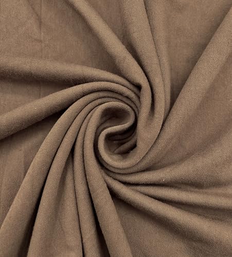 EOVEA - Cotton Spandex Fabric by The Yard - 4 Way Stretch Jersey Knit - Spandex & Cotton T-Shirt Fabric - Lightweight, Breathable - 60" Wide Roll| 10 oz(Dk Mocha, 1 Yard) - color: Dk Mocha, size: 1 Yard