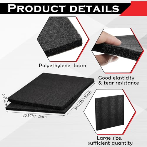 Frienda 8 Pcs Polyethylene Foam Sheet, 12 x 12 x 0.5 Inch Cuttable Packing Foam Pad Cushioning for Tool Box, Cases Craft Shipping Moving and Storage (Black) - color: Black