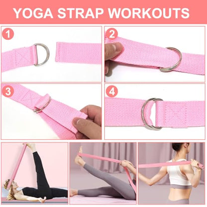 Pilates Ring Set with Resistance Bands– Anti-Slip Magic Circle Pilates Ring for Home Workouts, Full-Body Toning, Strength Training for Women 14PCS - color: Pink
