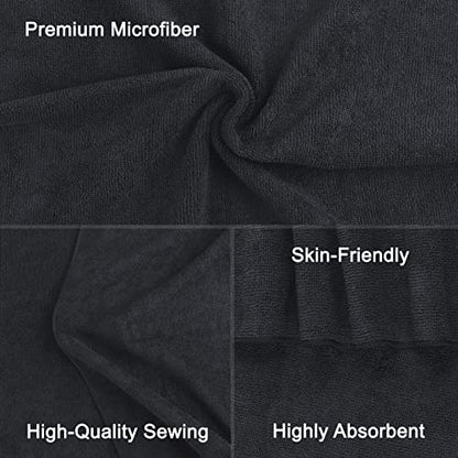 Orighty Salon Towels, 24 Pack Black Microfiber Hair Towel (16 x 29 Inch) | Super Soft and Absorbent Microfiber Towels for Salon, Hand, Gym, Bath, Spa and Home Hair Care (Not Bleach Proof) - size: 24 Pack