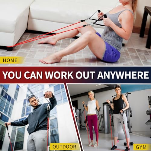 WHATAFIT Resistance Bands with Handles, 5-Level Exercise Bands for Workout - color: 10-150LB colorful with baseball
