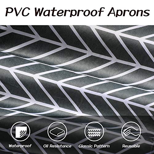 SATINIOR 3 Pcs Waterproof Kitchen Apron with 2 Pockets - color: Black and Grey