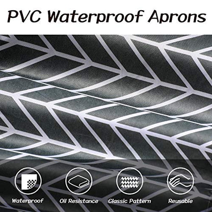 SATINIOR 3 Pcs Waterproof Kitchen Apron with 2 Pockets - color: Black and Grey