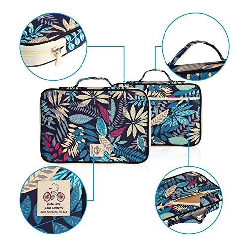 JAKAGO Travel Portfolio Organizer Waterproof A4 Document Bag Multifunctional Travel Note Pouch Zippered Case for Notebook, Ipad, Journals, Sketch Books (Dark Blue) - color: Dark Blue