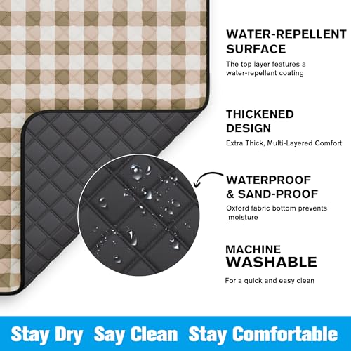 TigeJoy Extra Large Picnic Blanket Waterproof Beach Blanket 80''x80'' - color: Beige, size: 6'8" x 6'8" (Rectangular)