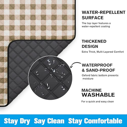 TigeJoy Extra Large Picnic Blanket Waterproof Beach Blanket 80''x80'' - color: Beige, size: 6'8" x 6'8" (Rectangular)