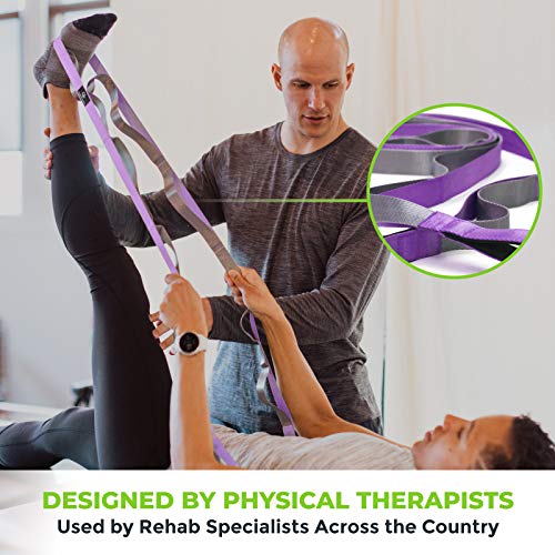Gradient Fitness Stretching Strap for Physical Therapy, 12 Multi-Loop Stretch Strap 1" W x 8' L, Neoprene Handles, Physical Therapy Equipment, Yoga Straps for Stretching, Leg Stretcher. - color: Purple/Grey