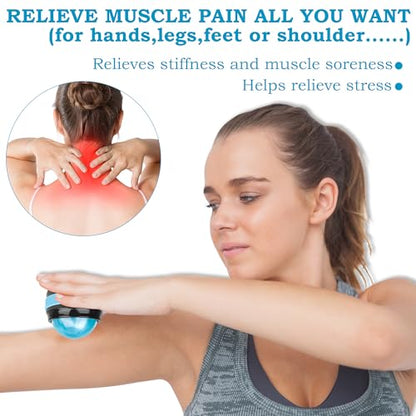 Coolrunner Massage Ball, 2-Pack Handheld Manual Roller Massager, Blue+Pink | Self Massage Therapy and Relax Full Body Tools, For Sore Muscles, Shoulders, Neck, Arms, Legs, Back, Foot, Body - color: Blue+pink