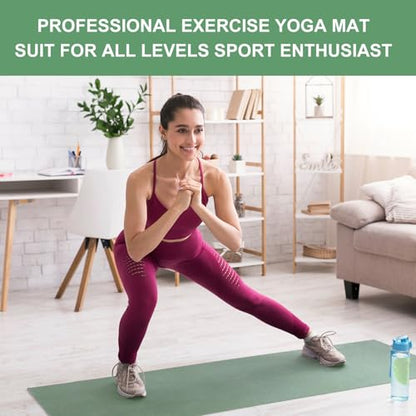 Funtery 3 mm Thin Yoga Mats Bulk, 68 x 24 in - color: Matcha Green