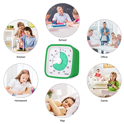 Yunbaoit Visual Timer for Kids, Silent 60-min Countdown Timer, Green Green - color: Dark Green