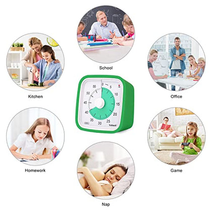 Yunbaoit Visual Timer for Kids, Silent 60-min Countdown Timer, Green Green - color: Dark Green