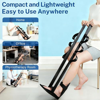 Physical Therapy Stretching Strap for Knee Pain Relief, Adjustable Flexibility Aid, Yoga Pilates Rehab Tool for Hamstring, Hip Flexor, IT Band, Includes Portable Storage Bag, 1Pc
