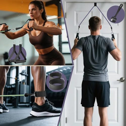 WHATAFIT Resistance Bands with Handles, 5-Level Exercise Bands for Workout - color: Purple Grey