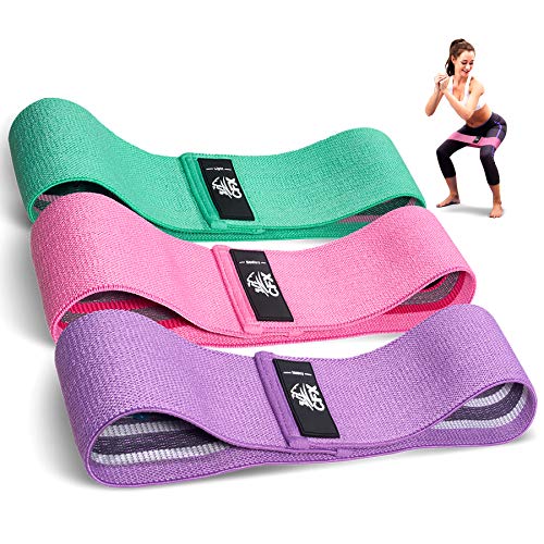 CFX Resistance Bands Set, Exercise Bands with Non-Slip Design for Hips & Glutes, 3 Levels Workout Bands for Women and Men, Booty Bands for Home Fitness, Yoga, Pilates - color: Green,Purple,Pink