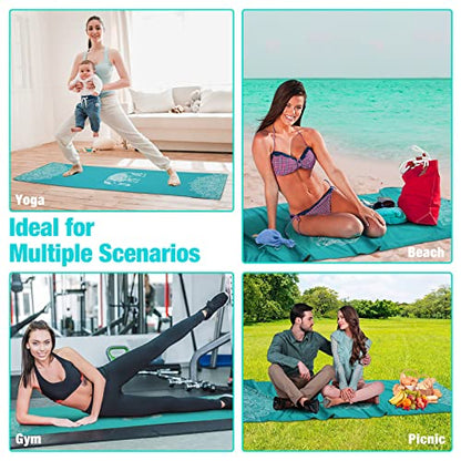 MoKo Yoga Towel for Hot Yoga Mat, Non-Slip Quick-Dry, 74.4 x 27.4 in - color: Lake Blue