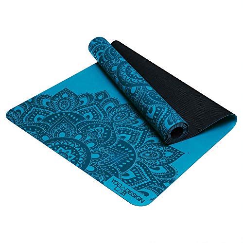 YOGA DESIGN LAB | The Infinity Mat | Luxurious Non-Slip Design Provides Unparalleled Grip to Support and Align You Beautifully | Eco-Friendly | w/Carrying Strap! - color: Mandala Aqua, size: 3mm