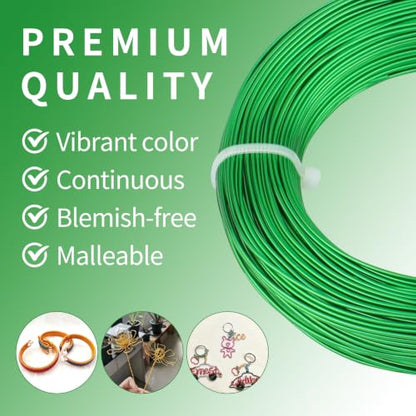 18 Gauge Aluminum Craft Wire, 164FT 1mm Bendable Metal Wire for Jewelry Making, Wreath Making, Beading(Grass Green) - color: Grass Green