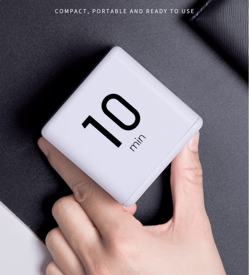 Feilifan Cube Timer, Productivity Cube Rotating Timer, 1-3-5-10 Minute - color: 1-3-5-10min,white